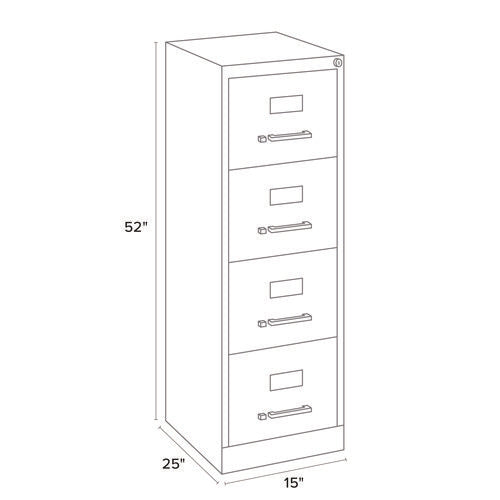 Economy Vertical File, 4 Letter-size File Drawers, Light Gray, 15" X 25" X 52"