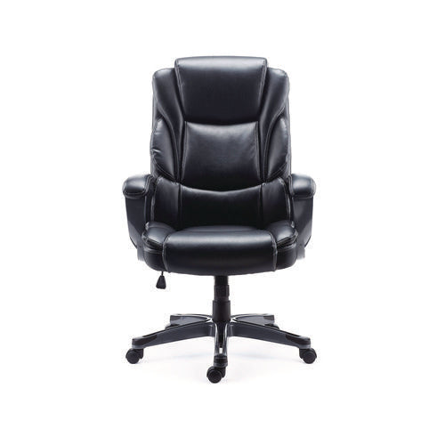 Alera Kirkdale Bonded Leather Manager Chair, Supports Up To 275 Lb, 16.18 To 22.76 Seat Height, Black Seat/back, Black Base