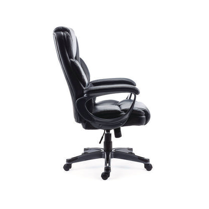 Alera Kirkdale Bonded Leather Manager Chair, Supports Up To 275 Lb, 16.18 To 22.76 Seat Height, Black Seat/back, Black Base