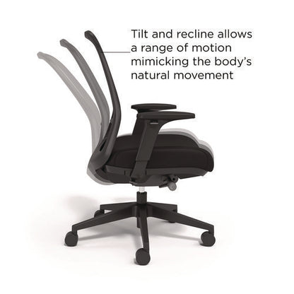 Alera Kempton Ergonomic Fabric Mesh Swivel Task Chair, Supports Up To 275lb, 18.31 To 22.17 Seat Height, Black Seat/back/base