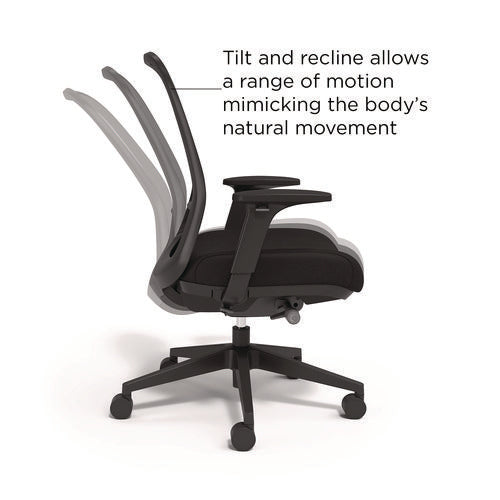 Alera Kempton Ergonomic Fabric Mesh Swivel Task Chair, Supports Up To 275lb, 18.31 To 22.17 Seat Height, Black Seat/back/base