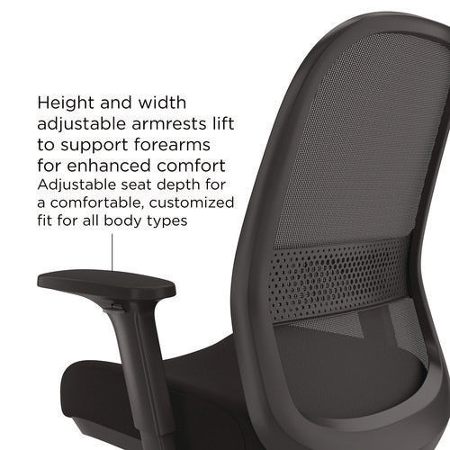 Alera Kempton Ergonomic Fabric Mesh Swivel Task Chair, Supports Up To 275lb, 18.31 To 22.17 Seat Height, Black Seat/back/base