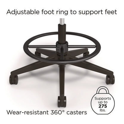 Alera Kempton Fabric Mesh Task Stool, Supports Up To 275 Lb, 26.57 To 33.62 Seat Height, Black Seat, Black Back, Black Base