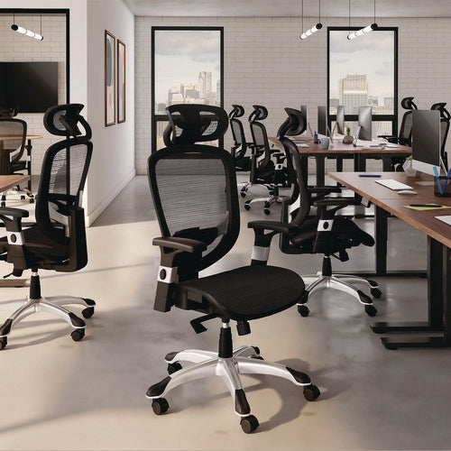 Alera Minerva Ergonomic Mesh Swivel Task Chair, Support Up To 275lb, 17.24 To 20.98 Seat Height, Black Seat/back, Silver Base