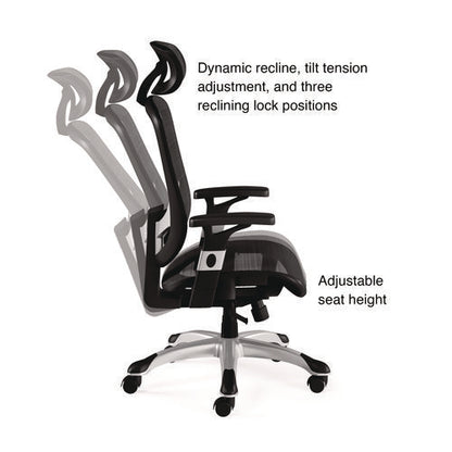 Alera Minerva Ergonomic Mesh Swivel Task Chair, Supports Up To 275lb, 17.24 To 20.98 Seat Height, Gray Seat/back, Silver Base