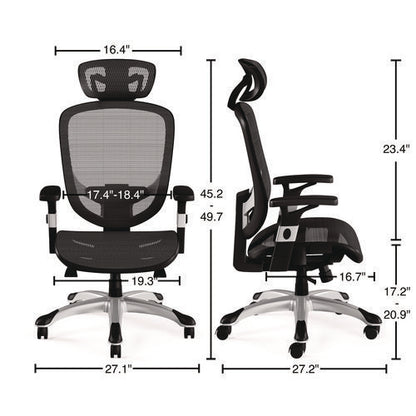 Alera Minerva Ergonomic Mesh Swivel Task Chair, Supports Up To 275lb, 17.24 To 20.98 Seat Height, Gray Seat/back, Silver Base