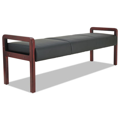 Alera Reception Lounge Wl Series Three-seat Bench, 65.75" X 22.25" X 22.88", Black Seat, Mahogany Base