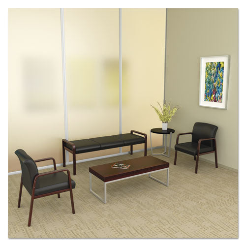 Alera Reception Lounge Wl Series Three-seat Bench, 65.75" X 22.25" X 22.88", Black Seat, Mahogany Base