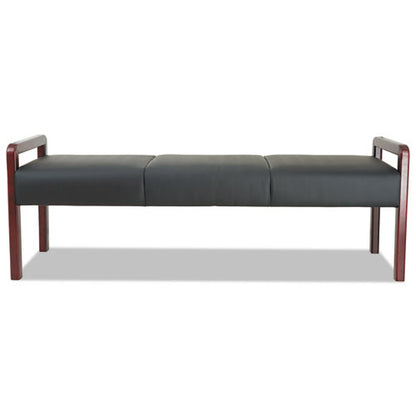 Alera Reception Lounge Wl Series Three-seat Bench, 65.75" X 22.25" X 22.88", Black Seat, Mahogany Base
