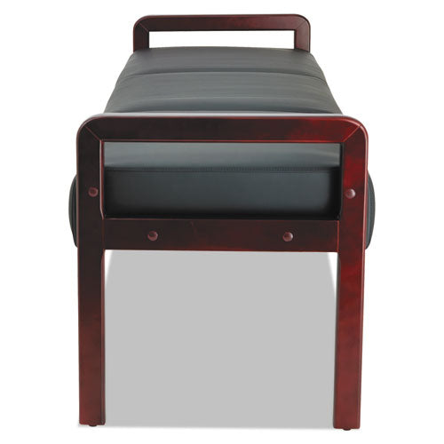 Alera Reception Lounge Wl Series Three-seat Bench, 65.75" X 22.25" X 22.88", Black Seat, Mahogany Base
