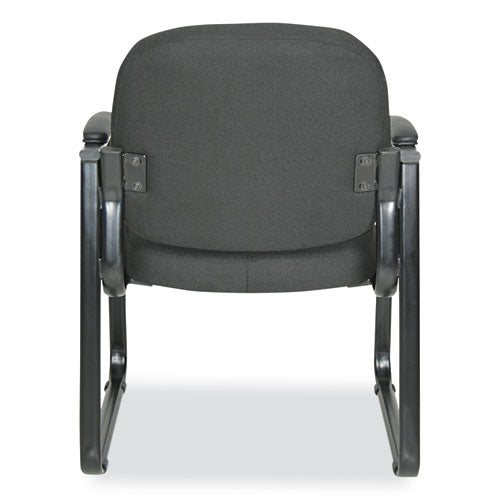 Alera Genaro Series Fabric Half-back Sled Base Guest Chair, 25" X 24.80" X 33.66", Black Seat, Black Back, Black Base