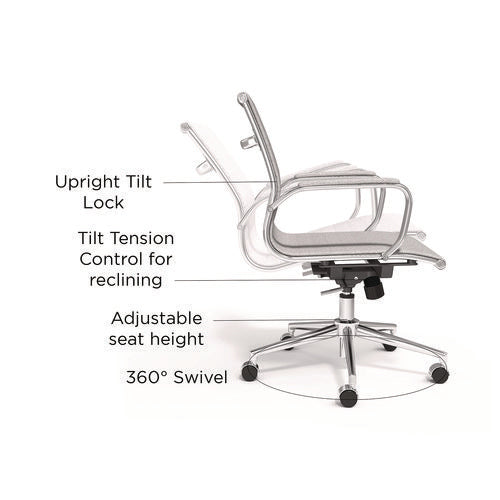 Alera Siskin Fabric Managers Chair, Supports Up To 275 Lb, 16.93 To 20.67 Seat Height, Gray Seat, Gray Back, Chrome Base