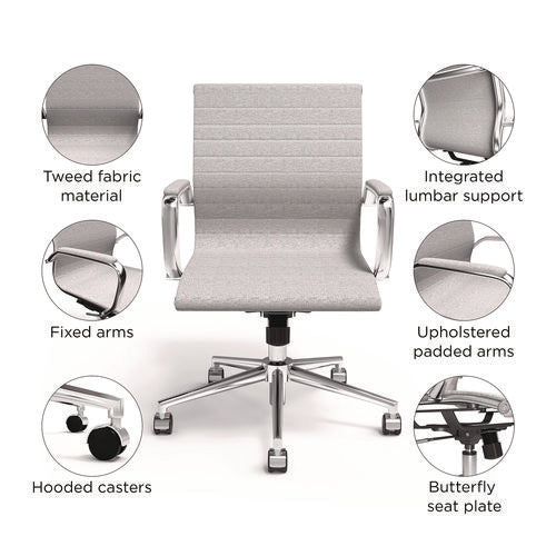 Alera Siskin Fabric Managers Chair, Supports Up To 275 Lb, 16.93 To 20.67 Seat Height, Gray Seat, Gray Back, Chrome Base