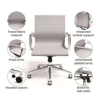 Alera Siskin Fabric Managers Chair, Supports Up To 275 Lb, 16.93 To 20.67 Seat Height, Gray Seat, Gray Back, Chrome Base