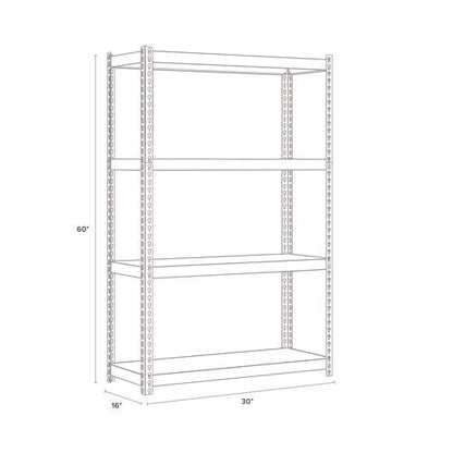 Steel Shelving Unit With Particleboard Shelves, Four-shelf, 30w X 16d X 60h, Steel, Black