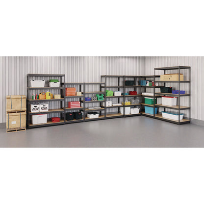 Steel Shelving Unit With Particleboard Shelves, Four-shelf, 30w X 16d X 60h, Steel, Black