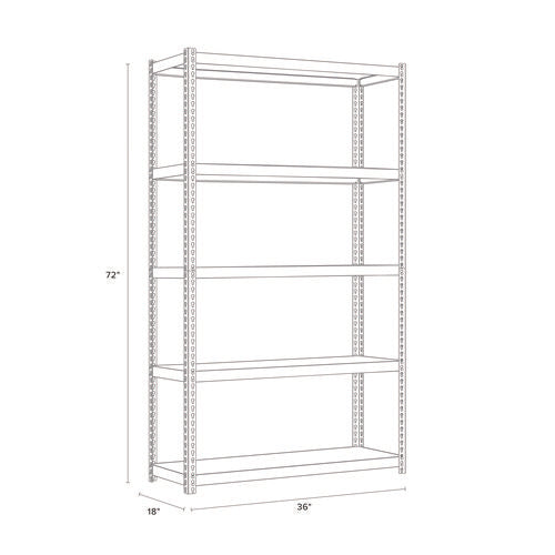Steel Shelving Unit With Particleboard Shelves, Five-shelf, 36w X 18d X 72h, Steel, Black