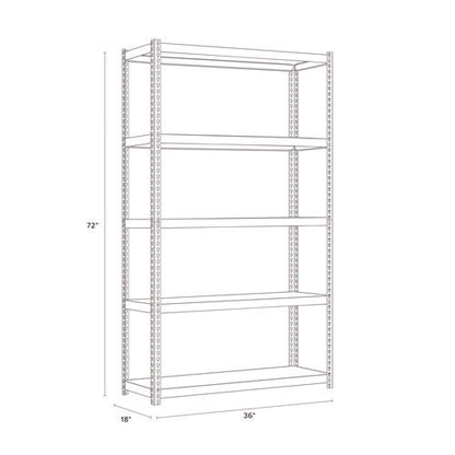 Steel Shelving Unit With Particleboard Shelves, Five-shelf, 36w X 18d X 72h, Steel, Black