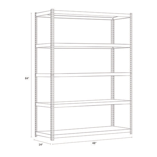 Steel Shelving Unit With Particleboard Shelves, Five-shelf, 48w X 24d X 84h, Steel, Black