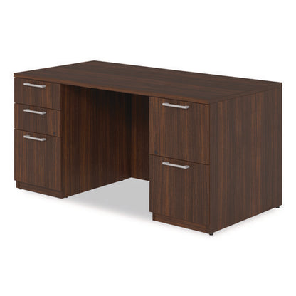 Alera Seville Series Double Pedestal Desk, 60" X 30" X 29", Mahogany