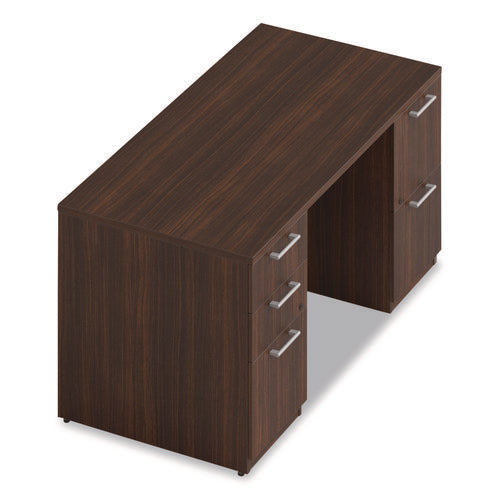 Alera Seville Series Double Pedestal Desk, 60" X 30" X 29", Mahogany