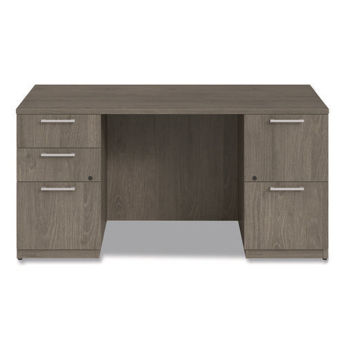Alera Seville Series Double Pedestal Desk, 60" X 30" X 29", Walnut