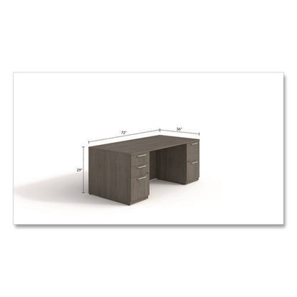 Alera Seville Series Double Pedestal Desk, 72" X 36" X 29", Walnut