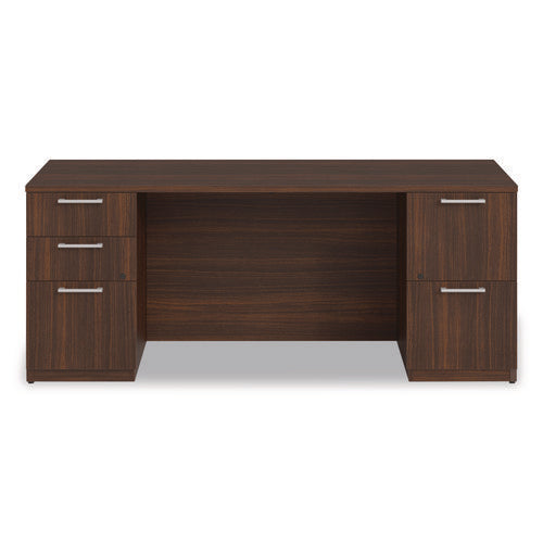 Alera Seville Series Double Pedestal Credenza, 72w X 24d X 29h, Mahogany