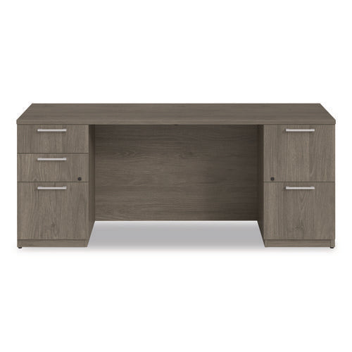 Alera Seville Series Double Pedestal Credenza, 72w X 24d X 29h, Walnut