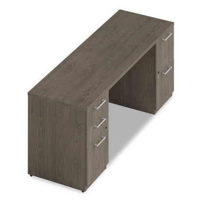 Alera Seville Series Double Pedestal Credenza, 72w X 24d X 29h, Walnut