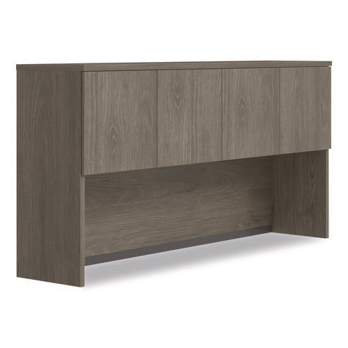 Alera Seville Hutch With Doors, 4 Compartments, 72w X 16d X 36h, Walnut