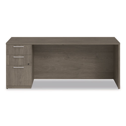 Alera Seville Series Credenza With Pedestal, Left Pedestal, 72w X 24d X 29h, Walnut