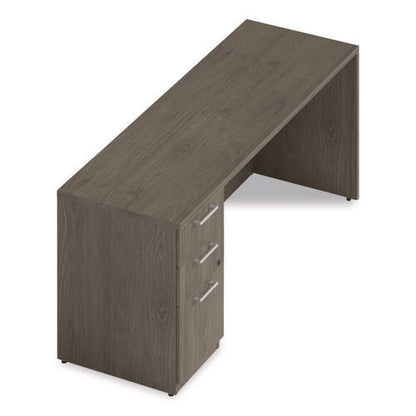 Alera Seville Series Credenza With Pedestal, Left Pedestal, 72w X 24d X 29h, Walnut