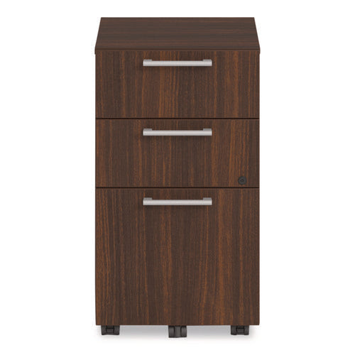 Alera Seville Series Mobile Pedestal, Left/right, 3-drawer: Box/box/file, Legal, Mahogany, 15" X 18" X 27"