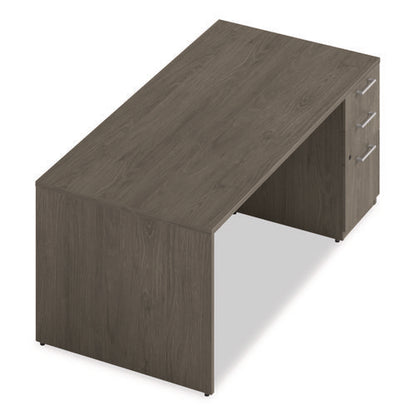Alera Seville Series Single Pedestal Desk, Right Pedestal, 72" X 36" X 29", Walnut