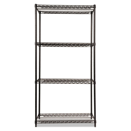 Nsf Certified Industrial Four-shelf Wire Shelving Kit, 36w X 18d X 72h, Black