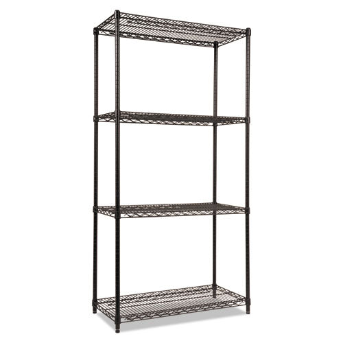 Nsf Certified Industrial Four-shelf Wire Shelving Kit, 36w X 18d X 72h, Black