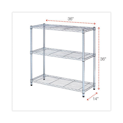 Residential Wire Shelving, Three-shelf, 36w X 14d X 36h, Silver
