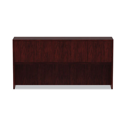 Alera Valencia Series Hutch With Doors, 4 Compartments, 70.63w X 15d X 35.38h, Mahogany