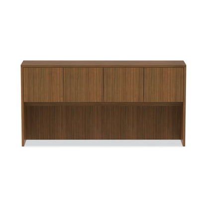 Alera Valencia Series Hutch With Doors, 4 Compartments, 70.63w X 15d X 35.38h, Modern Walnut