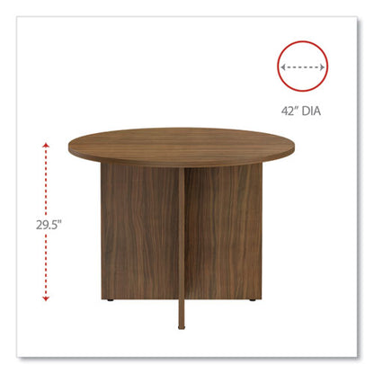Alera Valencia Round Conference Table With Legs, 42" Diameter X 29.5h, Modern Walnut