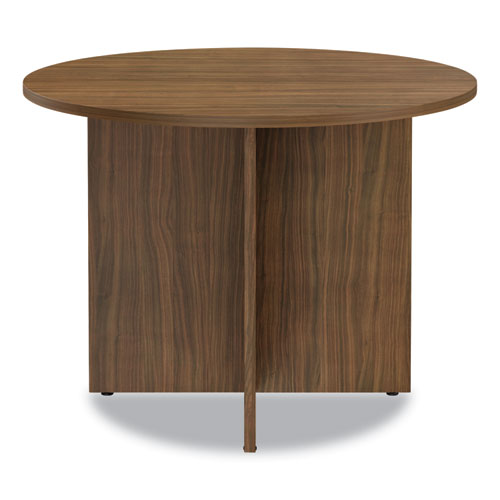 Alera Valencia Round Conference Table With Legs, 42" Diameter X 29.5h, Modern Walnut