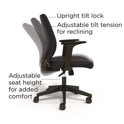 Alera Wessex Ergonomic Fabric Task Chair, Supports Up To 275 Lb, 17.13 To 20.83 Seat Height, Black Seat/back, Black Base