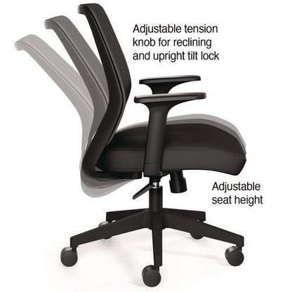 Alera Wessex Ergonomic Fabric Mesh Swivel Task Chair, Supports Up To 275lbs, 17.09 To 20.83 Seat Height, Black Seat/back/base