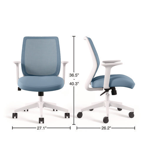 Alera Wessex Ergonomic Fabric Mesh Swivel Task Chair, Up To 275 Lb, 17.09 To 20.83 Seat Height, Seafoam Seat/back, White Base