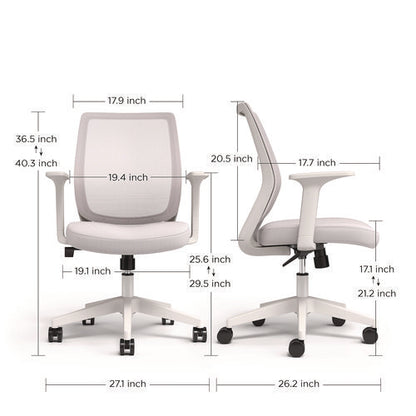 Alera Wessex Ergonomic Fabric Mesh Swivel Task Chair, Supports 275 Lb, 17.09 To 20.83 Seat Height, Gray Seat/back, White Base