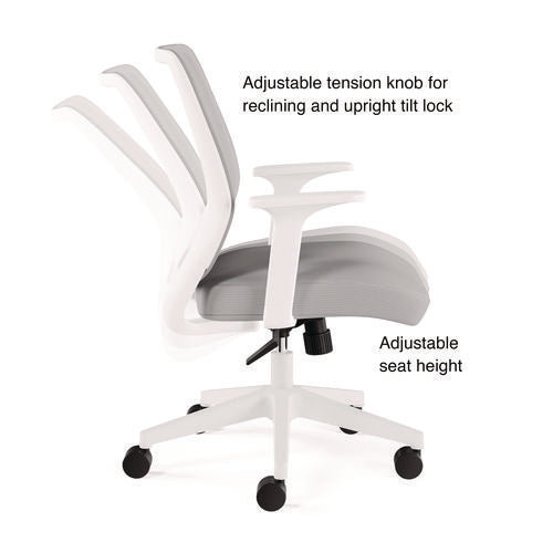 Alera Wessex Ergonomic Fabric Mesh Swivel Task Chair, Supports 275 Lb, 17.09 To 20.83 Seat Height, Gray Seat/back, White Base