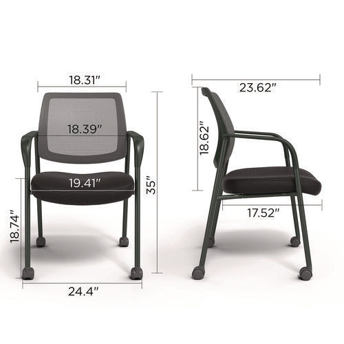 Alera Wessex Mesh Fabric Guest Chair, 24.41 X 23.62 X 35.04, Black Seat, Black Back, Black Base