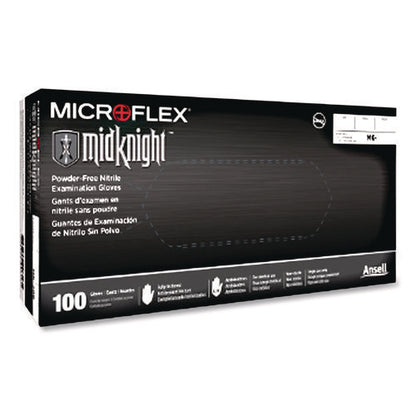 Microflex Midknight Powder-free Nitrile Gloves, Xx-large, 4.7 Mil (palm), 5.9 Mil (fingers), 9.6" Long, Black, 100/box