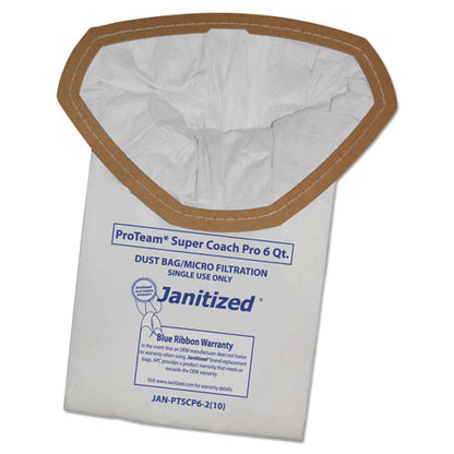 Vacuum Filter Bags Designed To Fit Proteam Super Coach Pro 6/gofree Pro, 100/carton